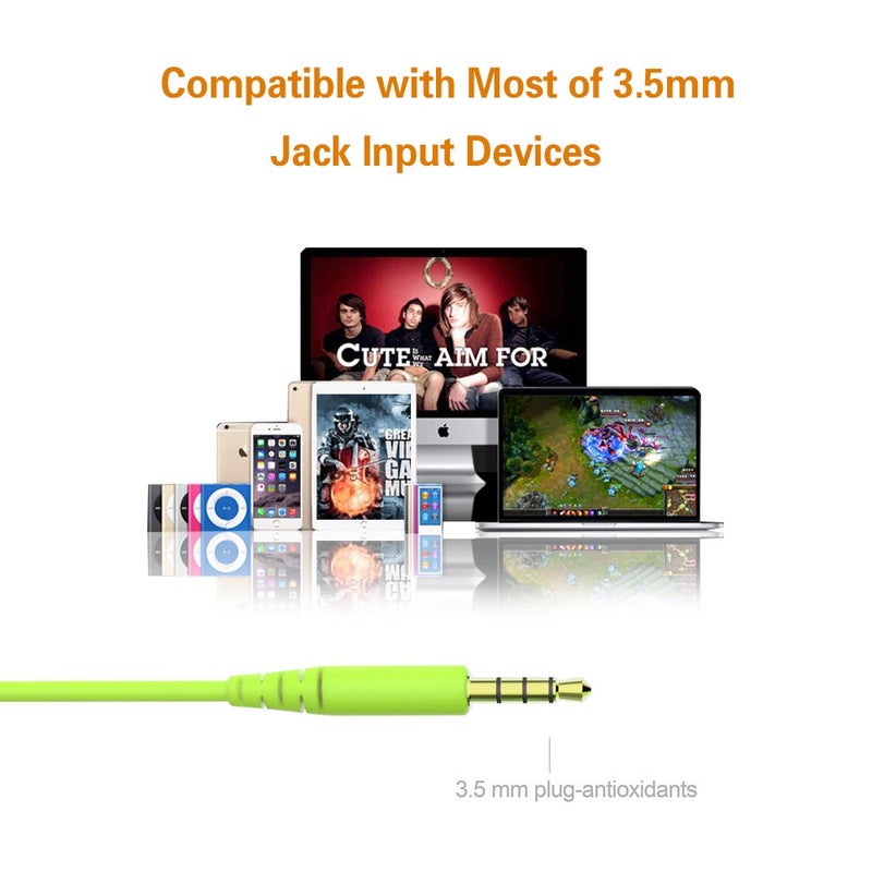 MAXROCK (TM Total Soft Silicon Headphones with Mic Sleep Travel Choice for Cellphones Tablets and 3.5mm Jack (Green) - Image 5